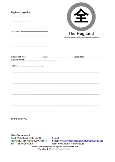 Hugiland Logistics Standardized Letter