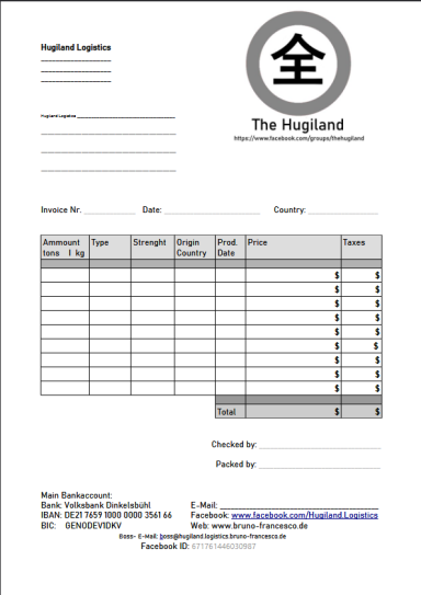 Hugiland Logistics Standard Invoice